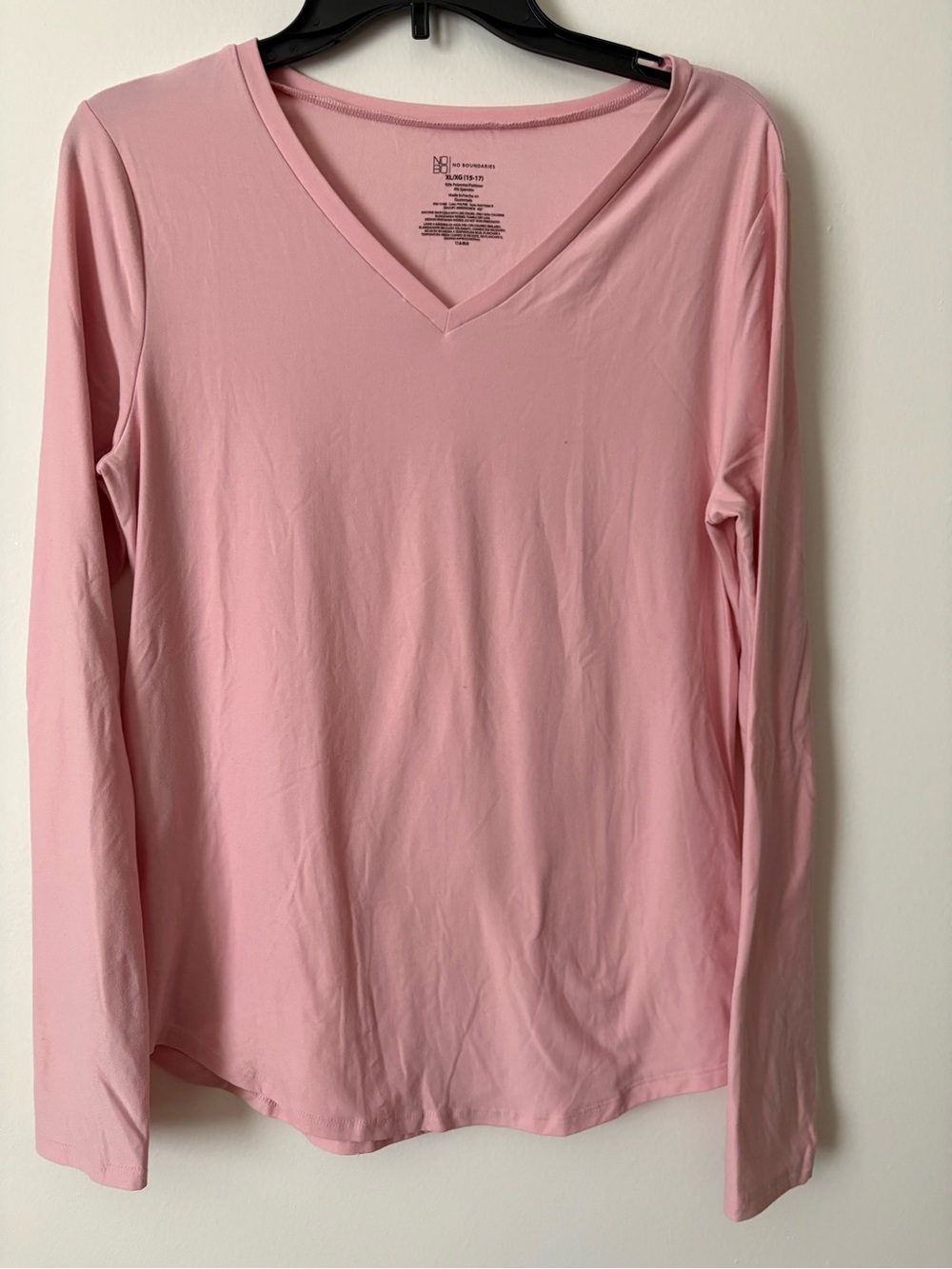 No Boundaries Pink V-Neck Long Sleeve Tee